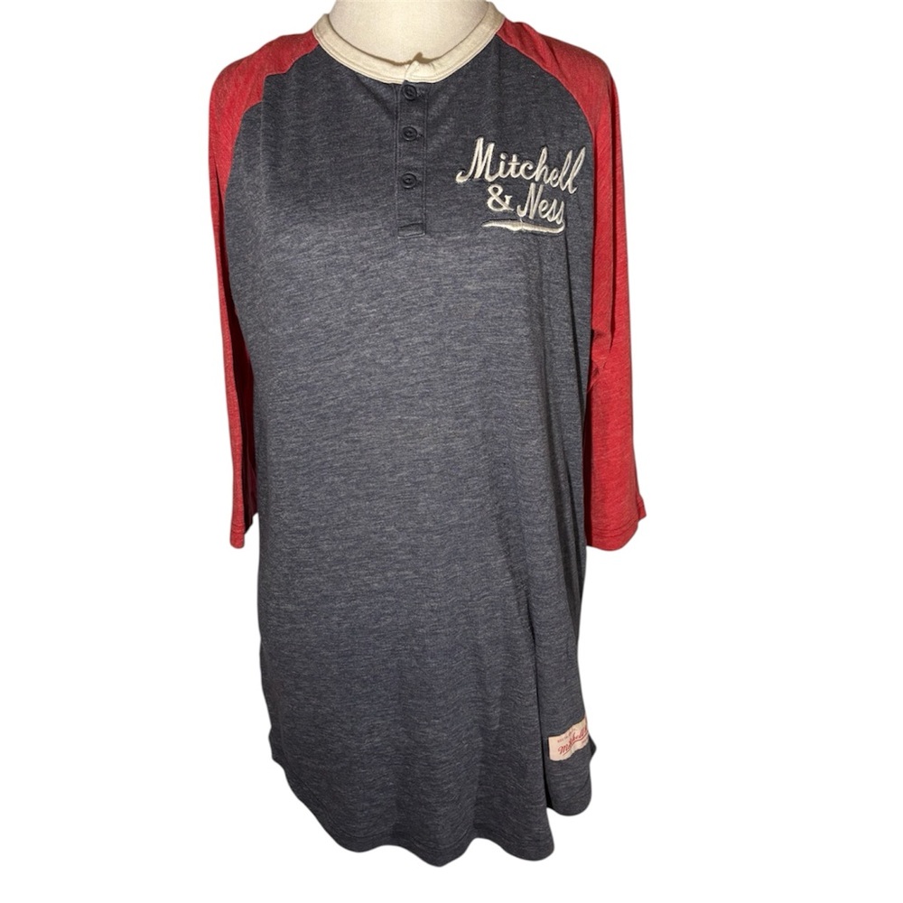 Mitchell Ness Raglan 3/4"" Sleeve T Shirt Men's Large Nostalgia Y2K Baseball - Picture 2 of 5